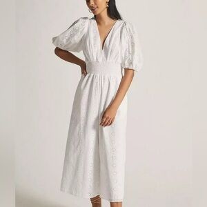 Anthropologie Hutch  White eyelet‎ cropped jumpsuit size Small Petite